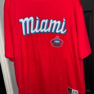 Mitchell & Ness Red Miami Graphic T-Shirt